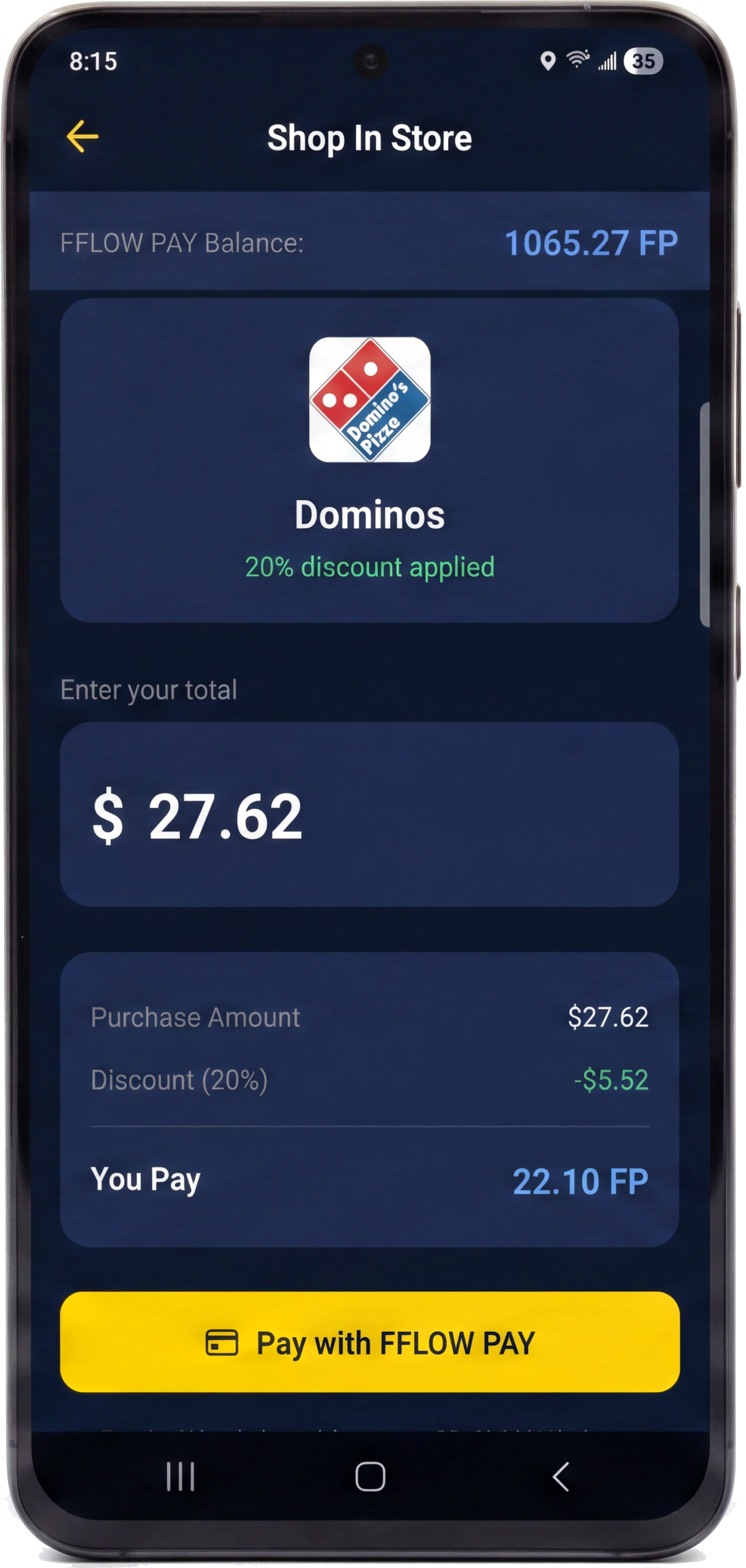 Enter Purchase Amount — FFLOW PAY app