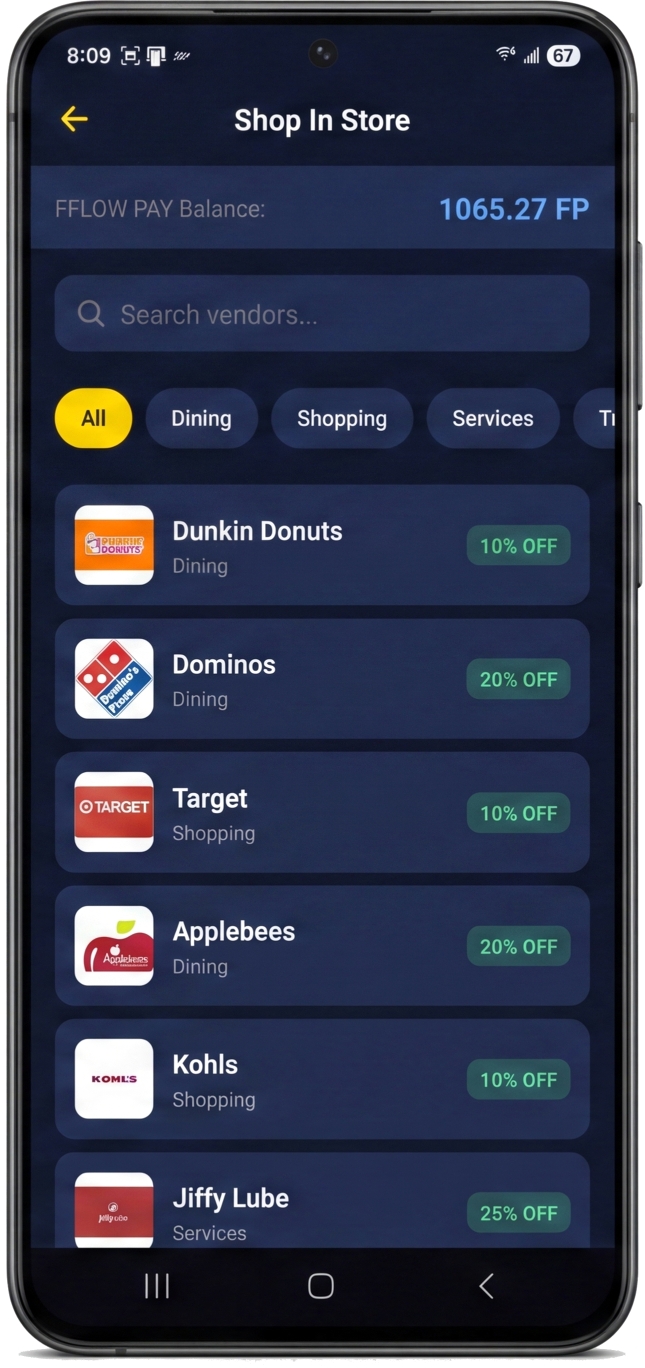 FFLOW PAY app — Shop In Store